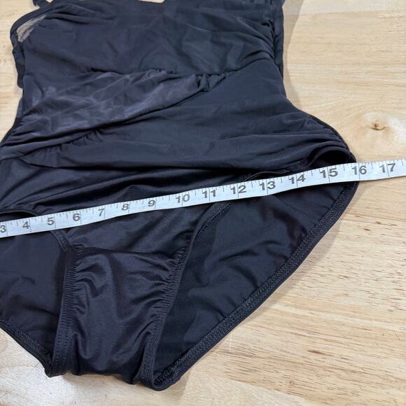 Miraclesuit NWT Solid Black Net Work Madero Underwire One Piece Swimsuit Size 14 - Picture 10 of 13